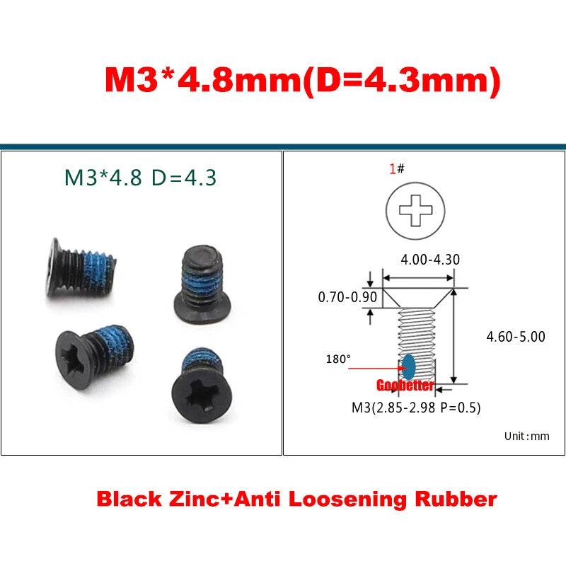 KM3 Phillips Countersunk Machine Screws – M3 x 3–18mm, Carbon or 304 Stainless, Multiple Finishes (Cross Flat Head)