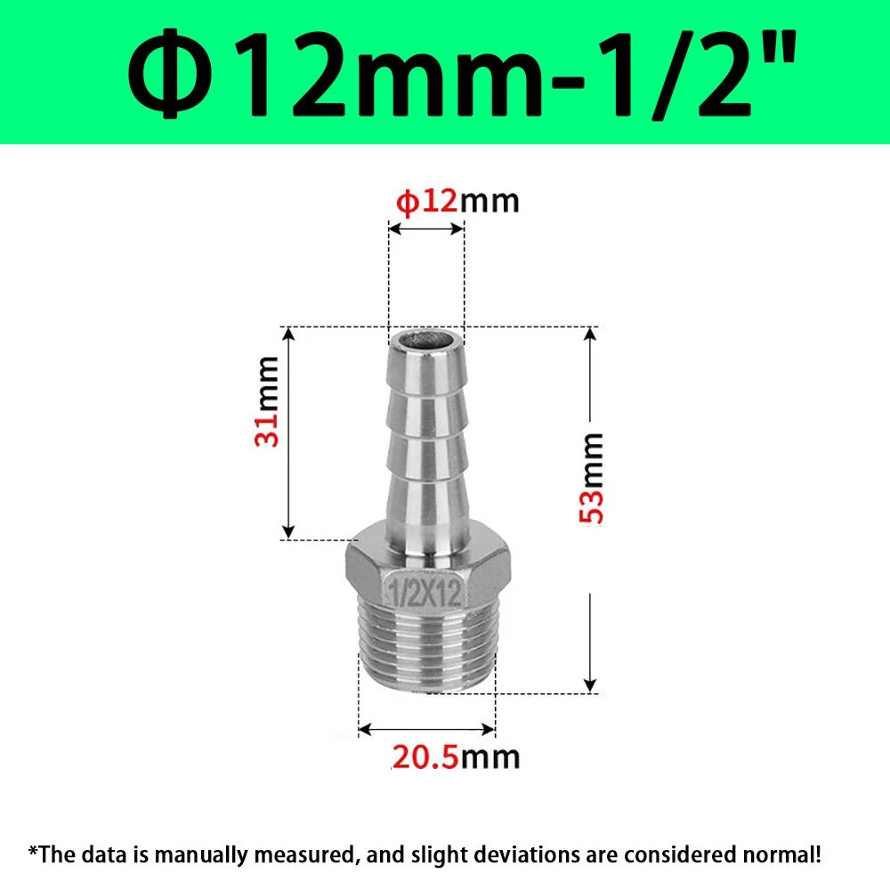Male NPT Hose Barb Adapter Fittings – 316L Stainless Steel