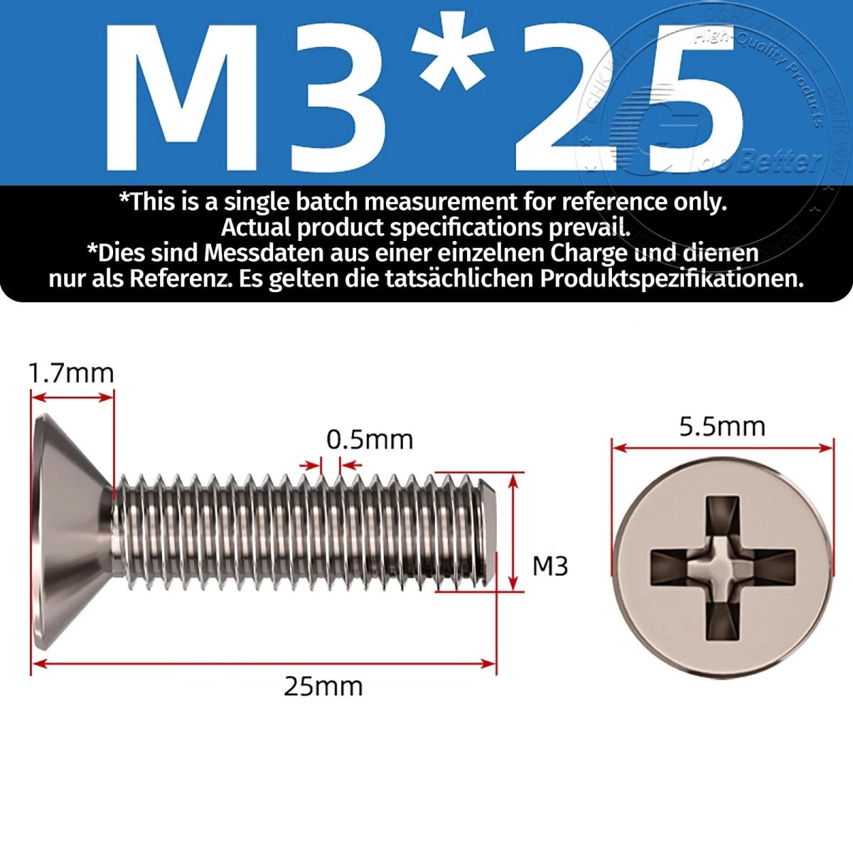 Titanium Phillips Flat Head Machine Screws — GR2 Countersunk, M2 to M8 - HomeDIYer