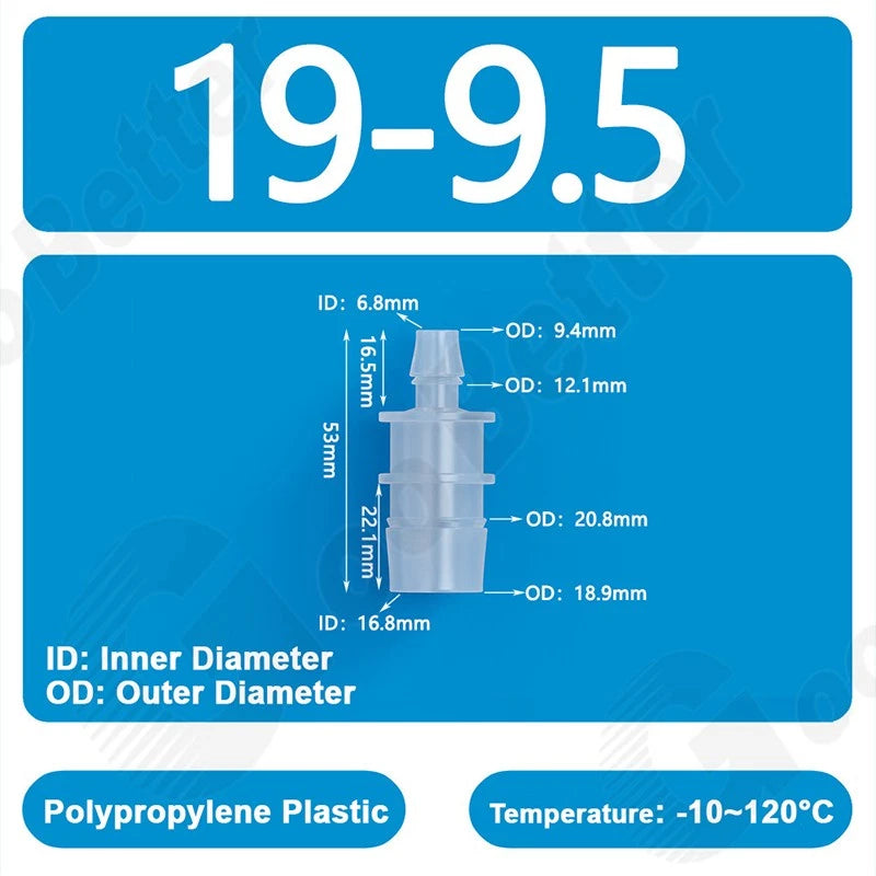 Plastic Straight Barbed Connector Reducer Joiner Tubing Pipe Hose Fitting Water