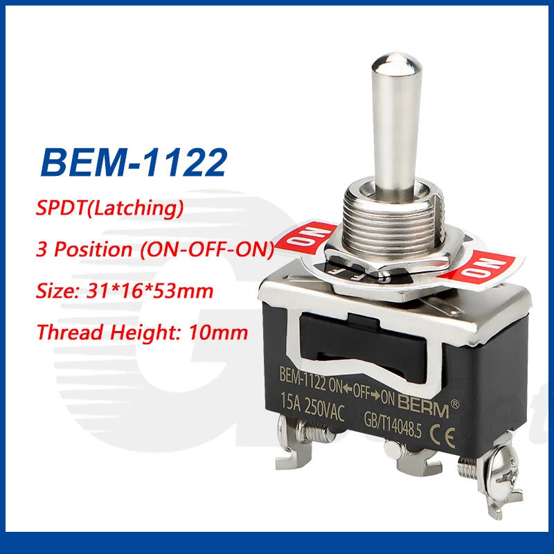 Toggle Switch SPST SPDT DPST DPDT 250V AC 15A — E-TEN & BEM Series with Waterproof Cover