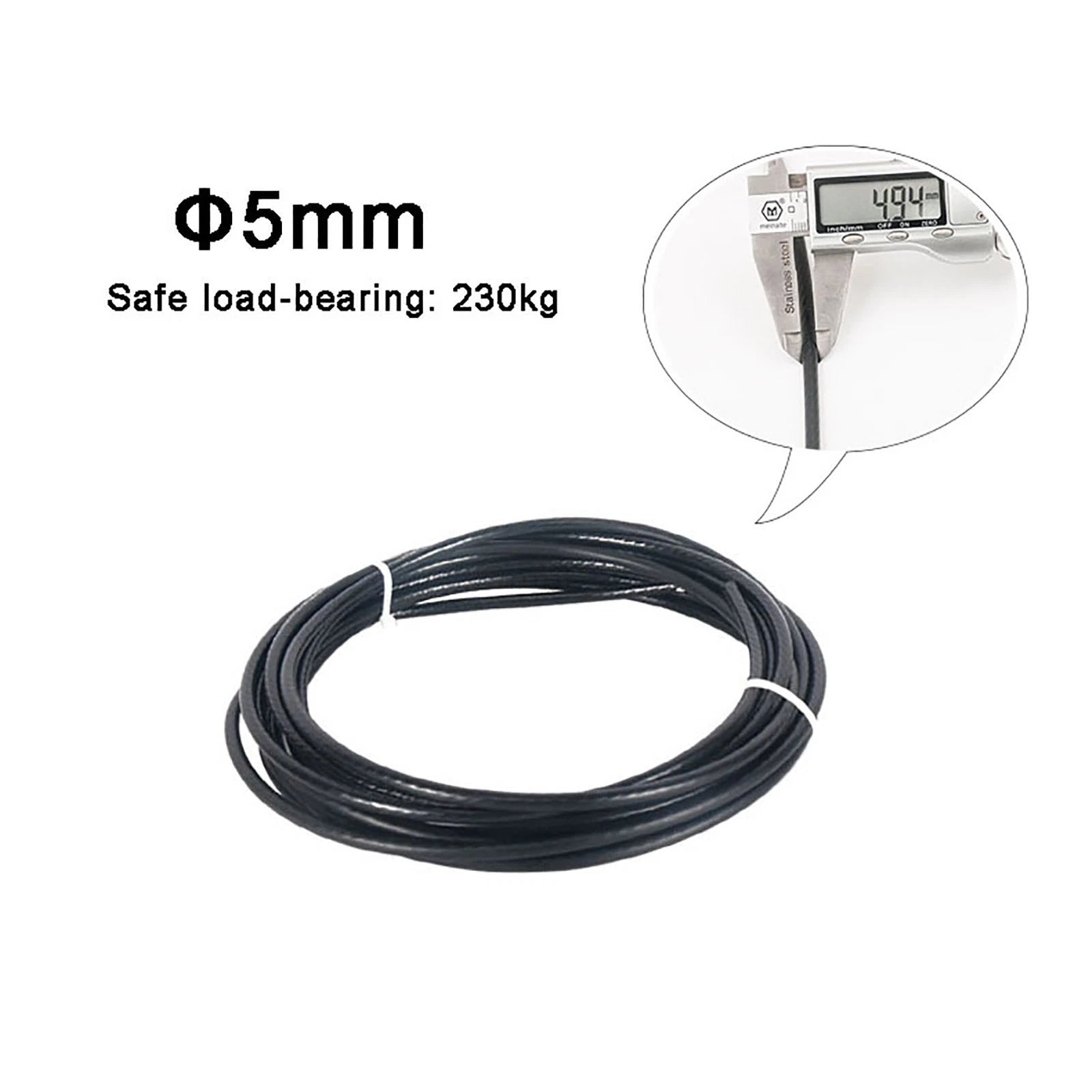 Stainless Steel Wire Rope Lifting Metal Cable Clear Black PVC Coated Φ0.6mm-5mm