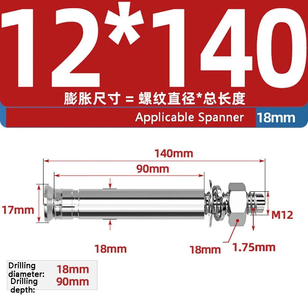 Stainless Steel Expansion Anchor Bolts — M8 to M20, 201 & 304, A/B Type