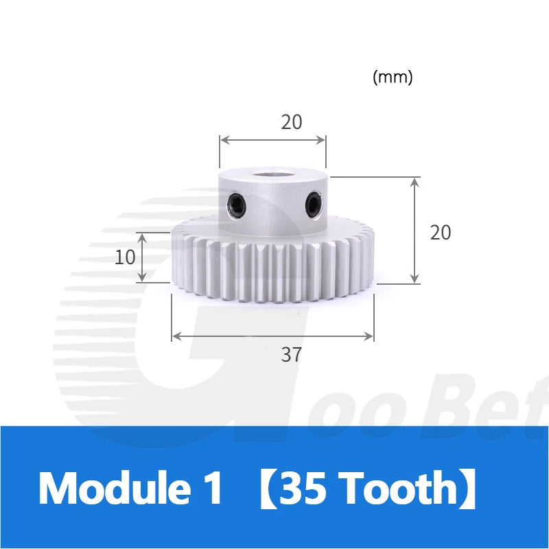Spur Gear Module 1 Aluminium 12-60 Tooth with Hub Pinion Motor Gear Bore 4-16mm