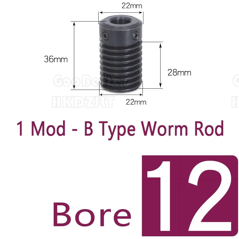 1 Modulus 24 Teeth Brass Worm Wheel Gear Pitch 3.14mm Transmission Gear,Worm Rod