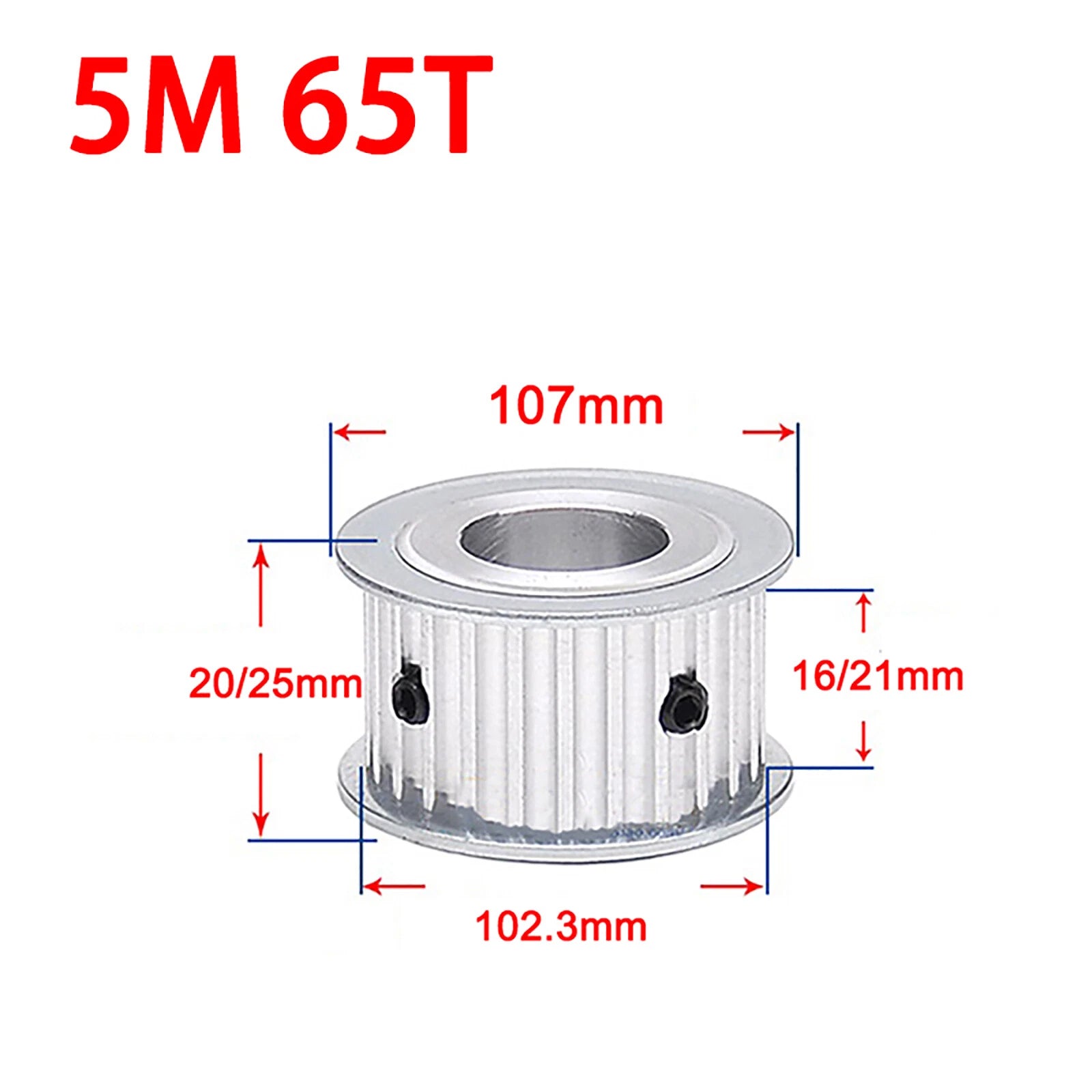5M Timing Belt Pulley Drive Pulley Through Hole 10T -100 Tooth 21mm Width For 3D