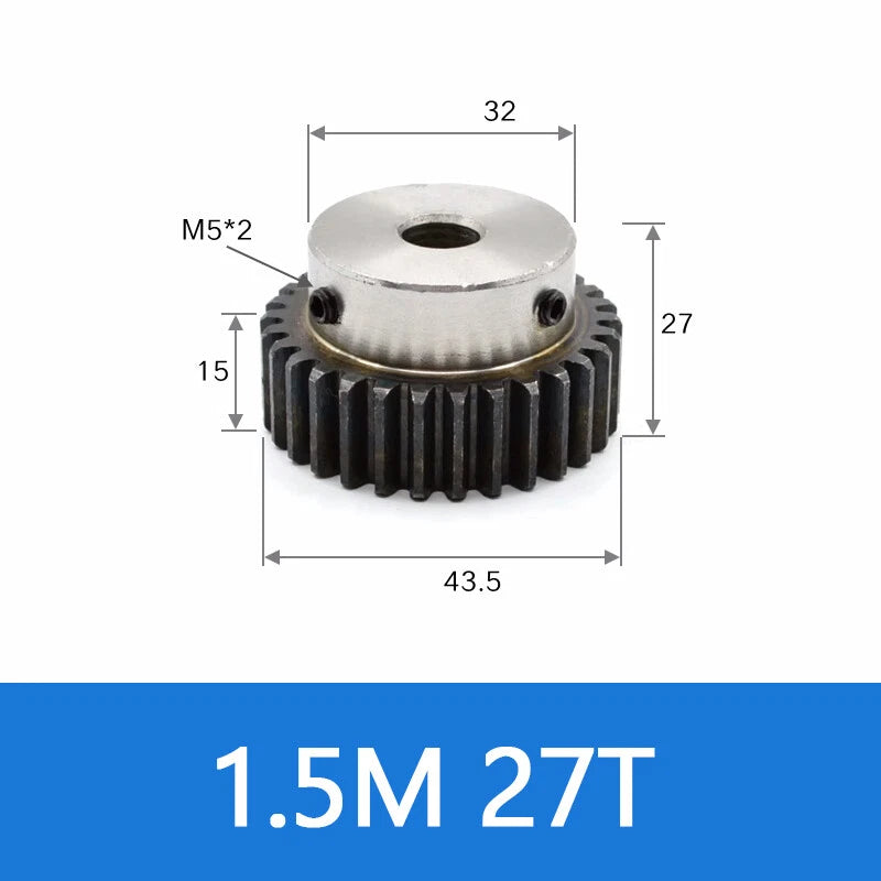 Spur Gear 45# Steel Transmission Gear 1.5/2 Mod 12-27 Teeth With Step Motor Gear