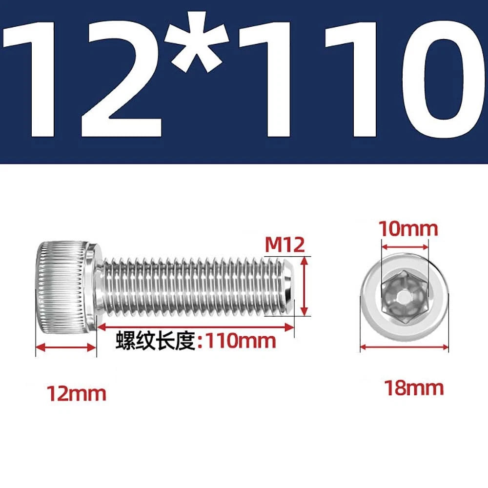 Socket Head Cap Screws – A2 Stainless Steel, M6 to M24, Hex Drive (DIN 912)