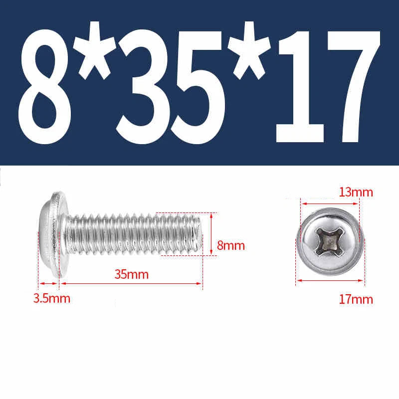 Phillips Flanged Pan Head Machine Screws – 304 / 316 Stainless Steel, Built‑in Washer (3–60mm Lengths)