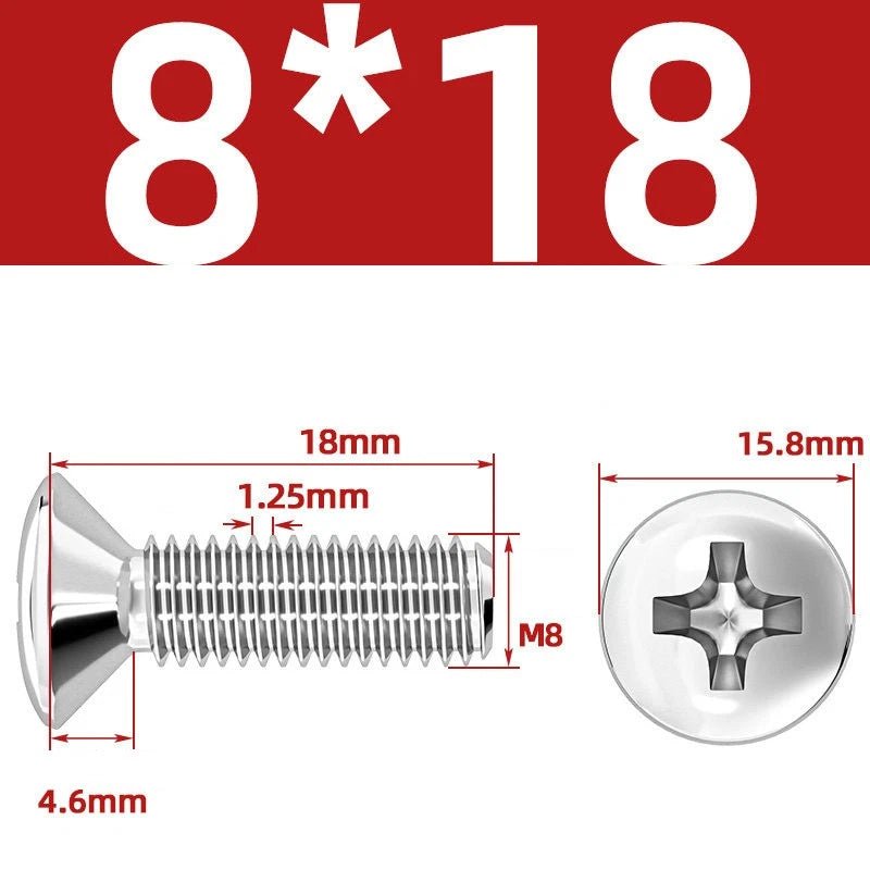 Phillips Oval Head Machine Screws Stainless Steel — M1.6 to M10, All Sizes - HomeDIYer