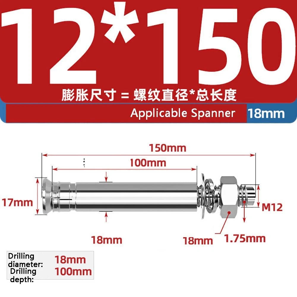 Stainless Steel Expansion Anchor Bolts — M8 to M20, 201 & 304, A/B Type