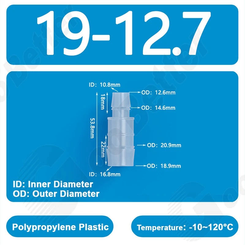 Plastic Straight Barbed Connector Reducer Joiner Tubing Pipe Hose Fitting Water