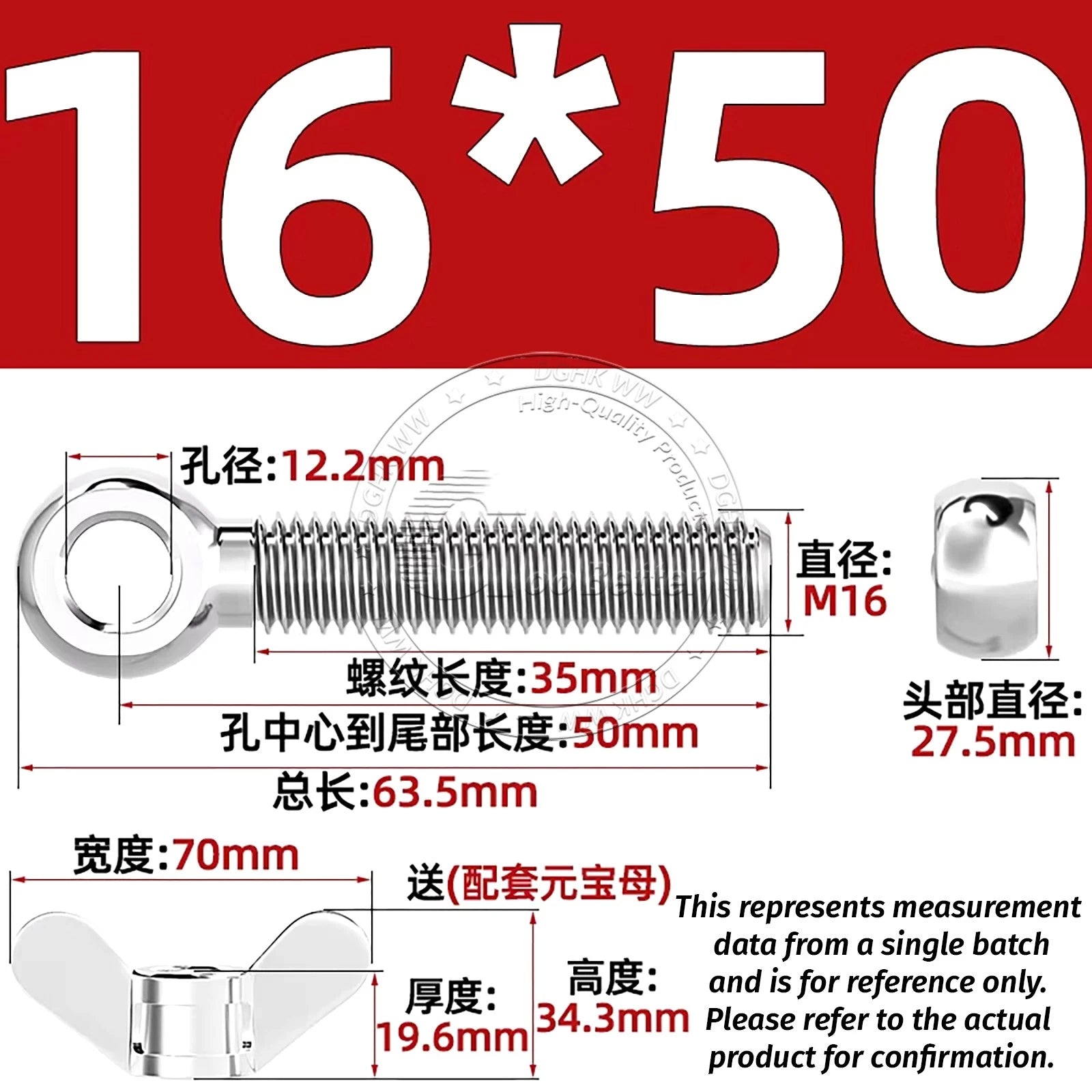 Eye Bolts with Nut — Forged Stainless Steel Threaded Ring Hanging Screws