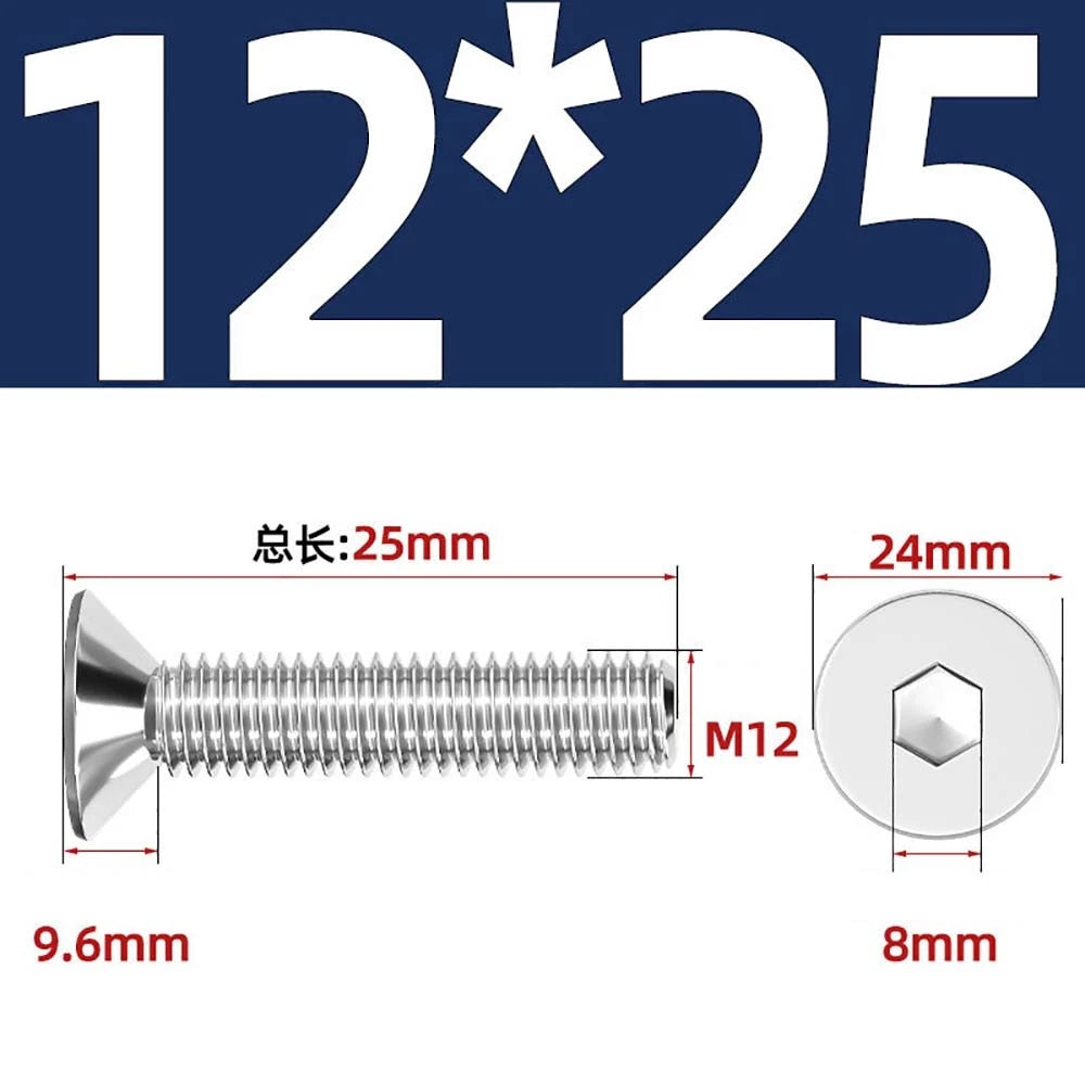 Countersunk Hex Socket Screws – A2 Stainless Steel, M2 to M16, DIN 7991, Fully Threaded