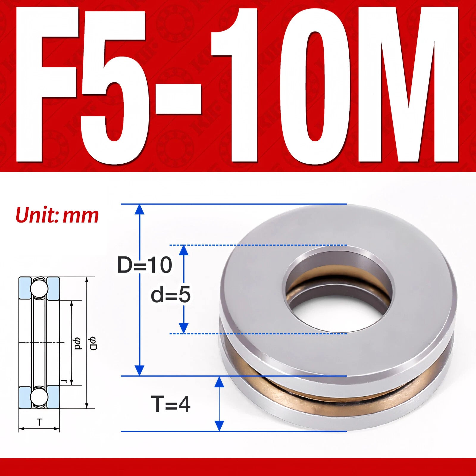 Plane Axial Ball Bearing Thrust Bearings F2-6M - F13-22M- 51100 - 51413 Series