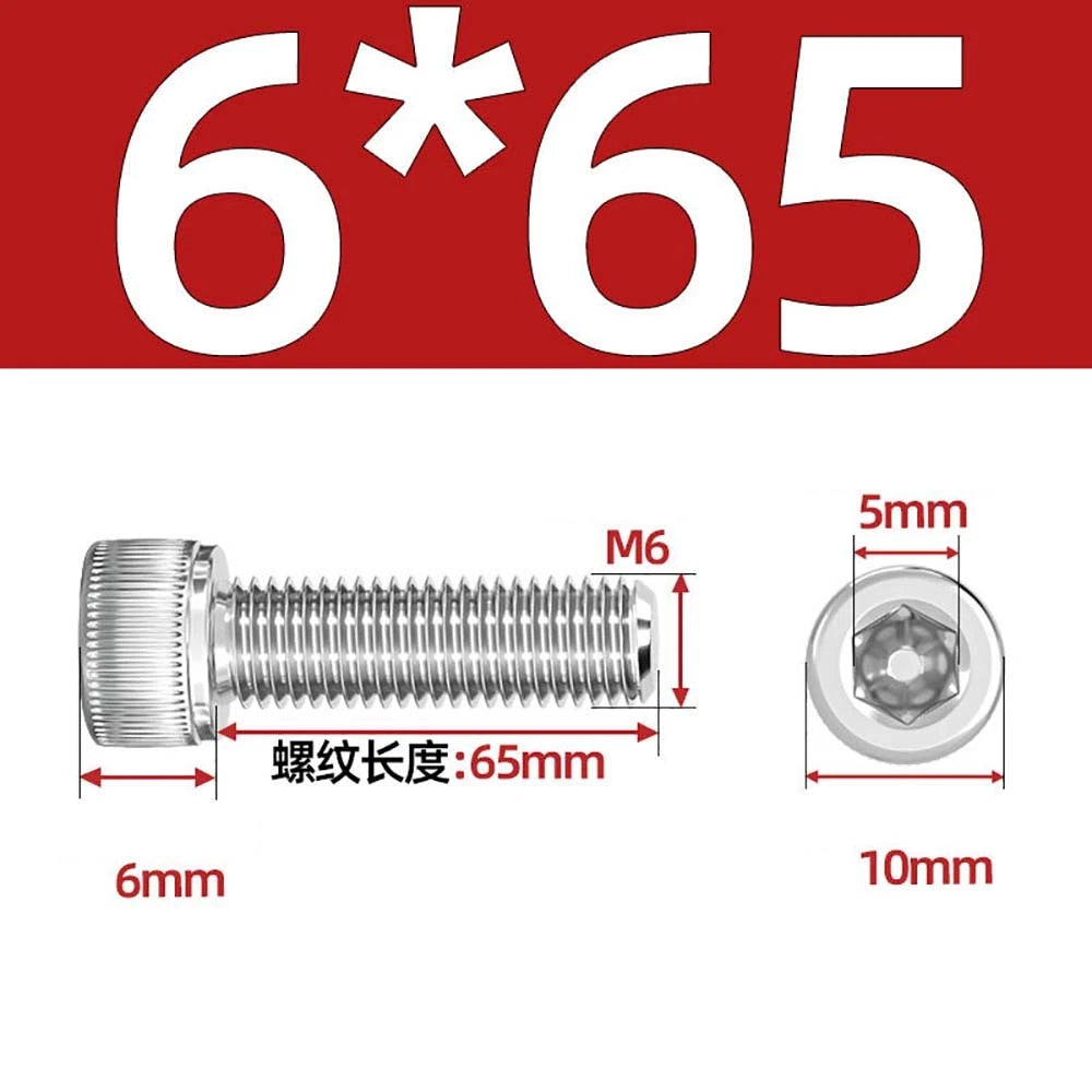 Socket Head Cap Screws – A2 Stainless Steel, M6 to M24, Hex Drive (DIN 912)