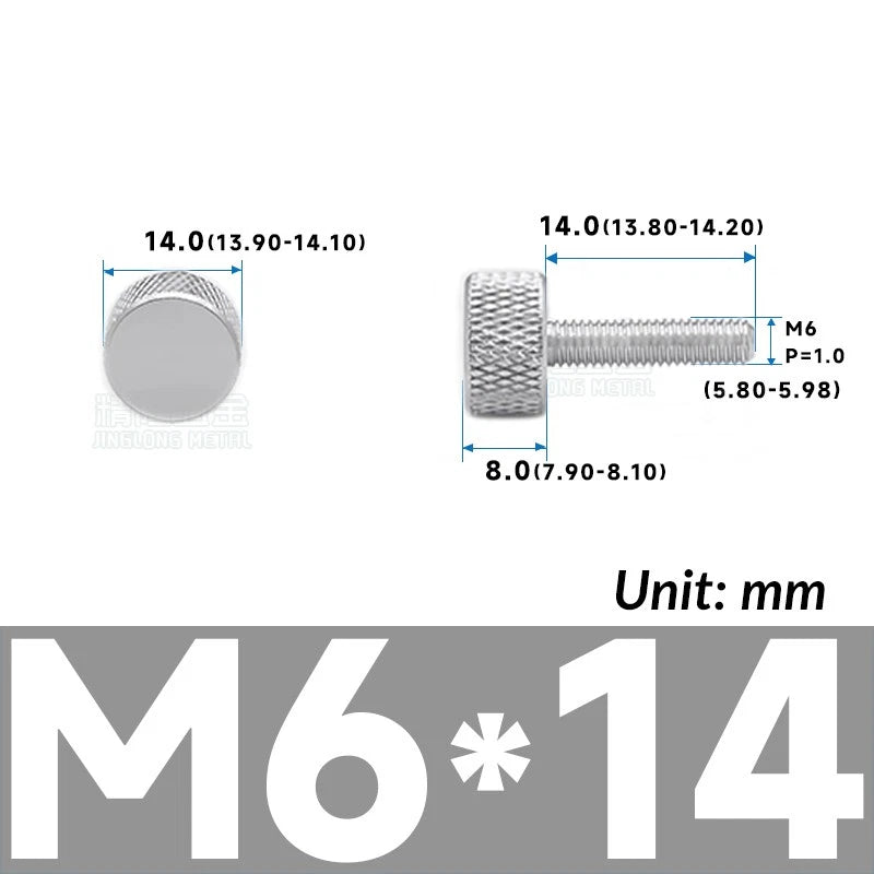 M6 Knurled Thumb Screws Aluminum Alloy DIY Hand Tighten Grip Knob Adjustmen Bolt