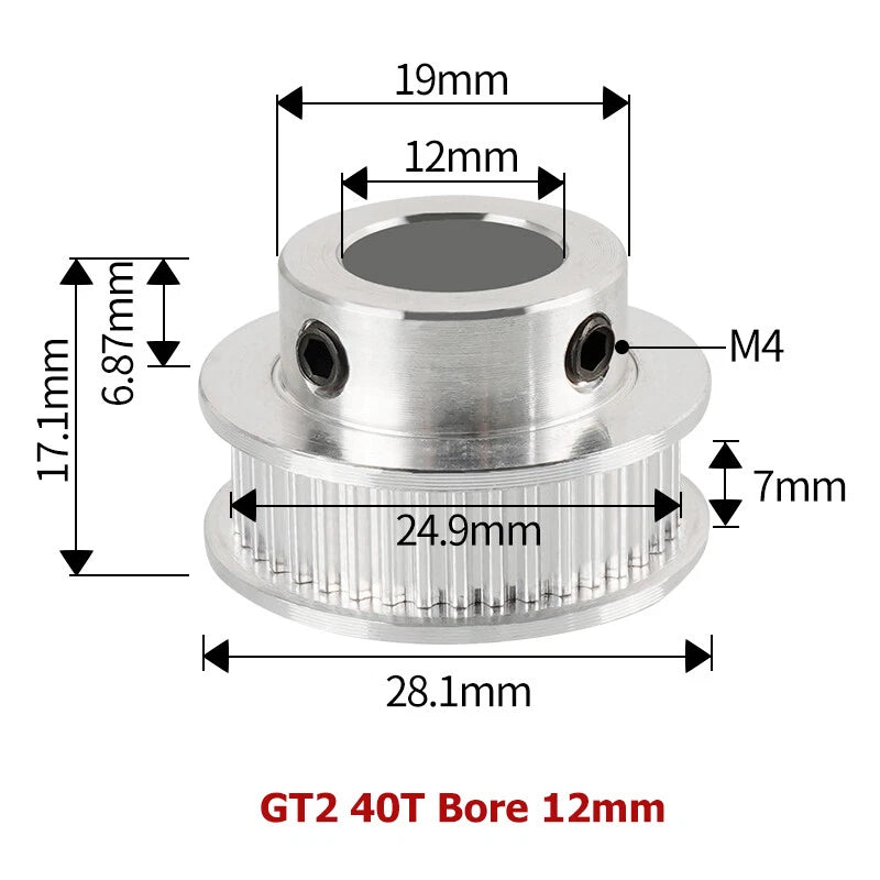 2GT 16T-40T Timing Belt Pulley Synchronous Aluminium 3D Printer Extruder Gear