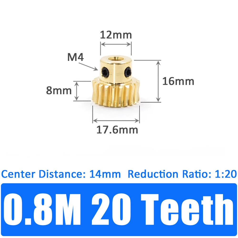 0.5/0.8/1/1.5 Module, 20 to 60 Teeth, Brass Worm Wheel Gear Shaft Hole 4mm-12mm