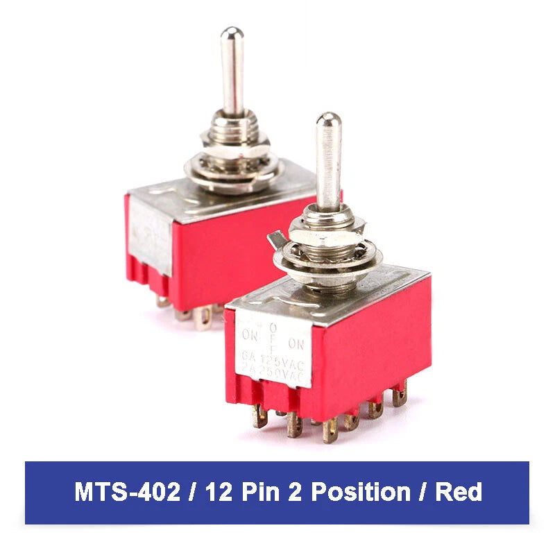 MTS Series Toggle Switch SPDT — 3/6/9/12 Pin, 2/3 Position, ON-ON & Momentary, AC 2A 250V 5A 120V