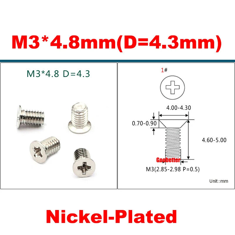 KM3 Phillips Countersunk Machine Screws – M3 x 3–18mm, Carbon or 304 Stainless, Multiple Finishes (Cross Flat Head)