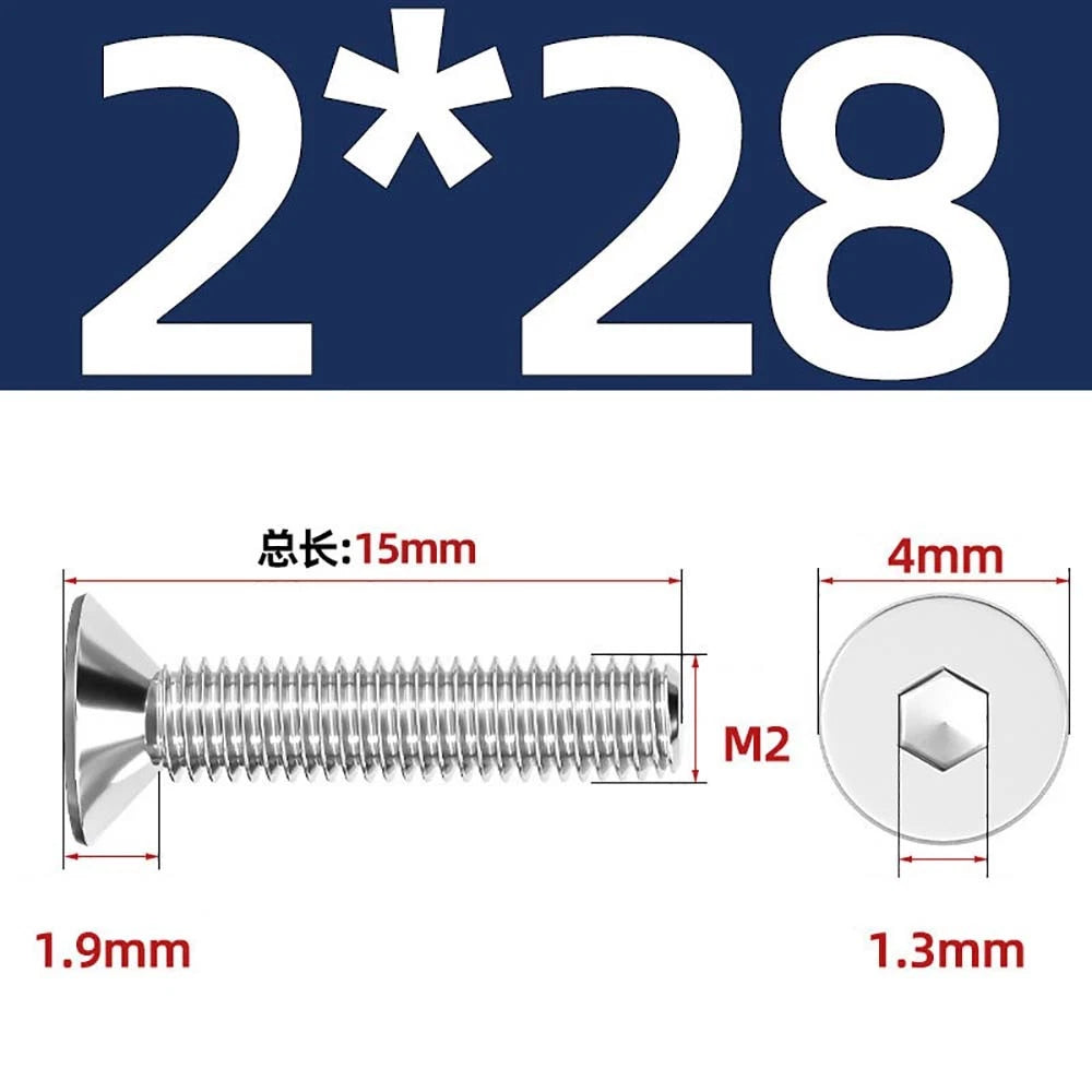 Countersunk Hex Socket Screws – A2 Stainless Steel, M2 to M16, DIN 7991, Fully Threaded