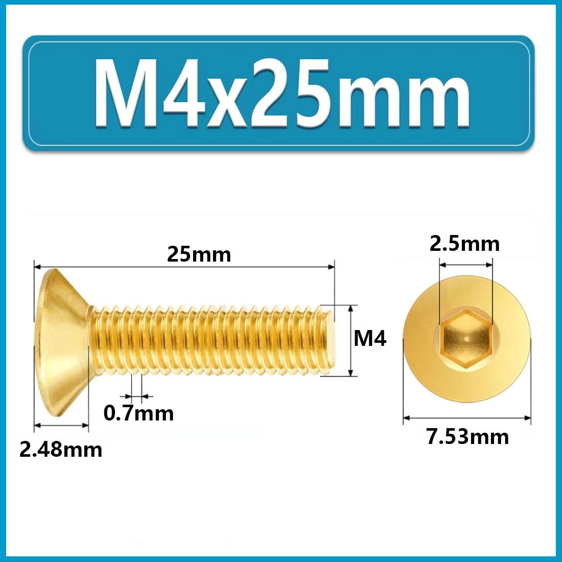 Solid Brass Hex Socket Countersunk Machine Screws – M3 to M12, Allen Drive, Flat Head (8–50mm)