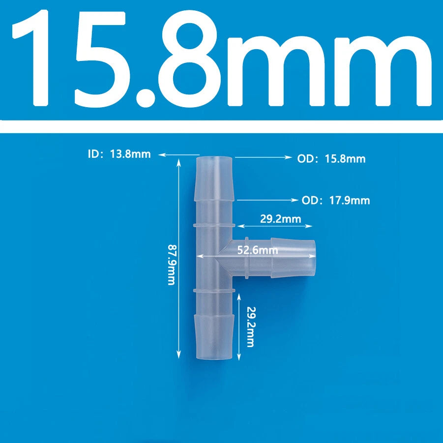 T-Type Three Way Plastic Barbed Hose Connector — Equal Tube Joiner Fitting