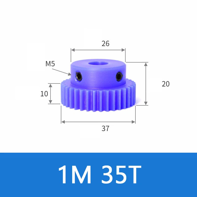 Blue Nylon Spur Gears 1/1.5/2/3Mod Transmission Gear 12-60T With Step Motor Gear