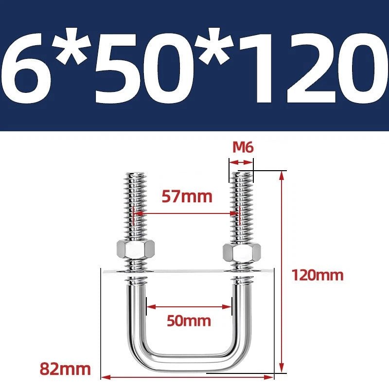 M6 U - Bolt with Plate and Nuts – Stainless Steel 304 (A2) for Trailer & Pipe Clamp - HomeDIYer