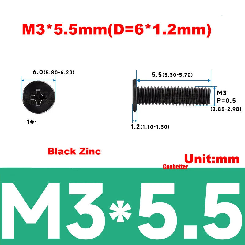 M3 Ultra Thin Wafer Flat Head Phillips Screws – Super Low Profile for Laptops & Electronics (3–6.5mm Thread Lengths)