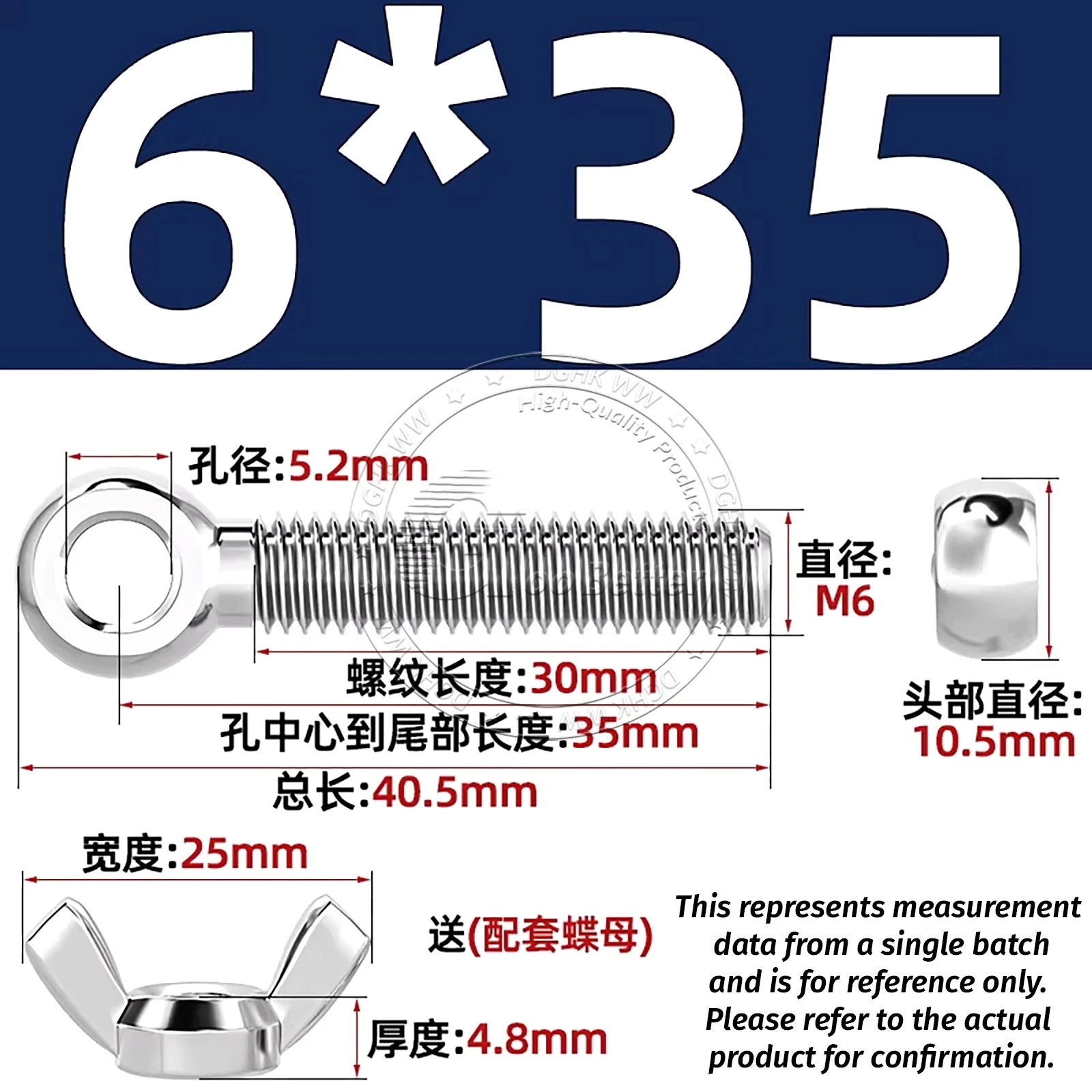 Eye Bolts with Nut — Forged Stainless Steel Threaded Ring Hanging Screws