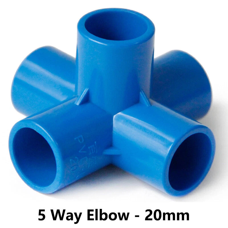 PVC 3 4 5 6-Way Elbow Connector Coupling Pipe Fittings Dia 20 25 32 40 50mm Blue