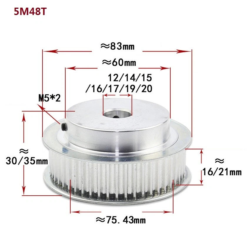 HTD-5M 10T-72T Timing Belt Pulleys Pitch 5mm With Step Width 21mm Drive Pulley