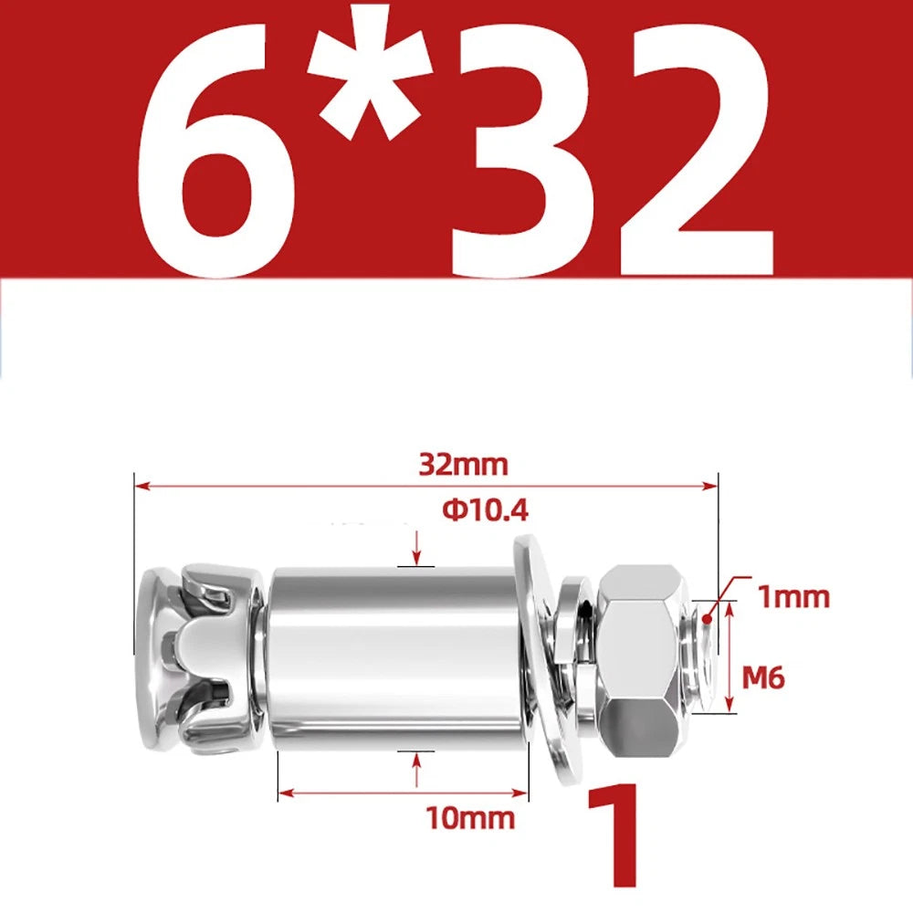 M6 M8 Stainless Steel Expansion Bolts for Marble & Concrete — 304 / 201 SS, 20–40mm