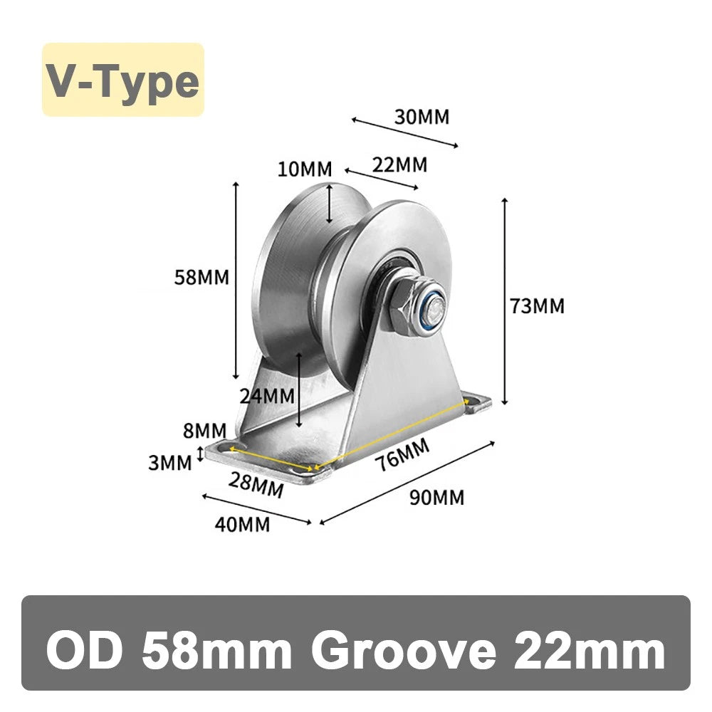 Stainless Steel Pulley U V H Groove Shape Roller Wheels Idler Pulley Wheel Large