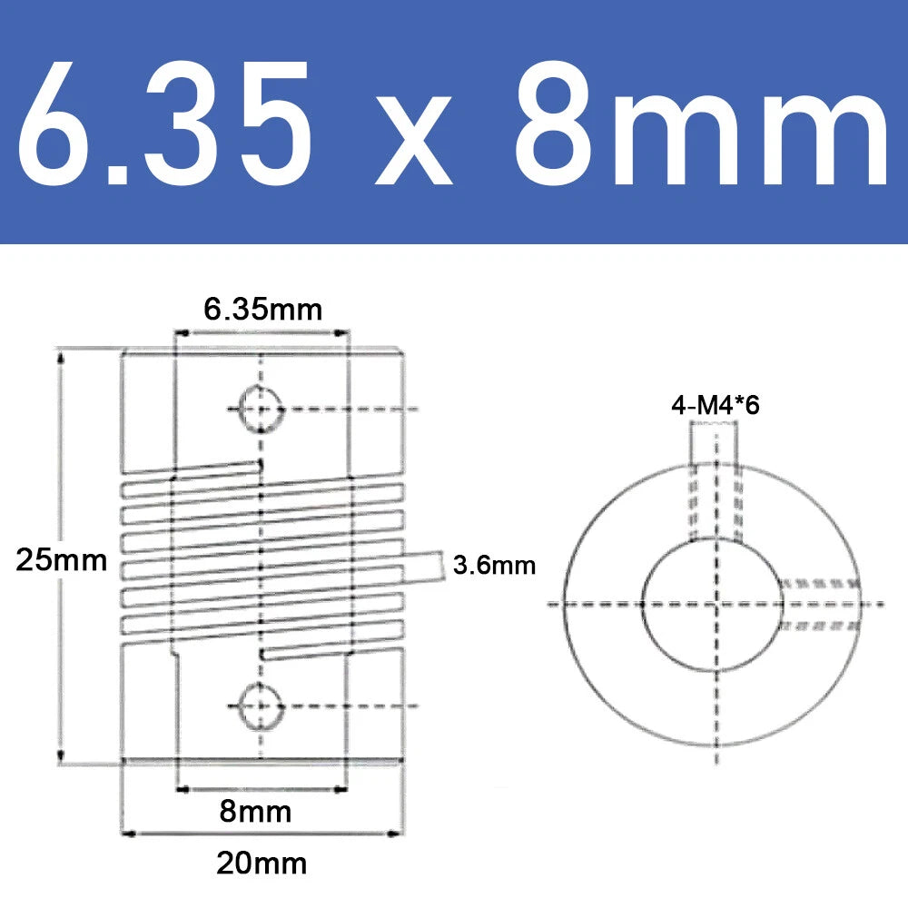 Inner Orifice 5-10mm Flexible Shaft Coupling Rigid Stepper Motor Coupler D20*L25