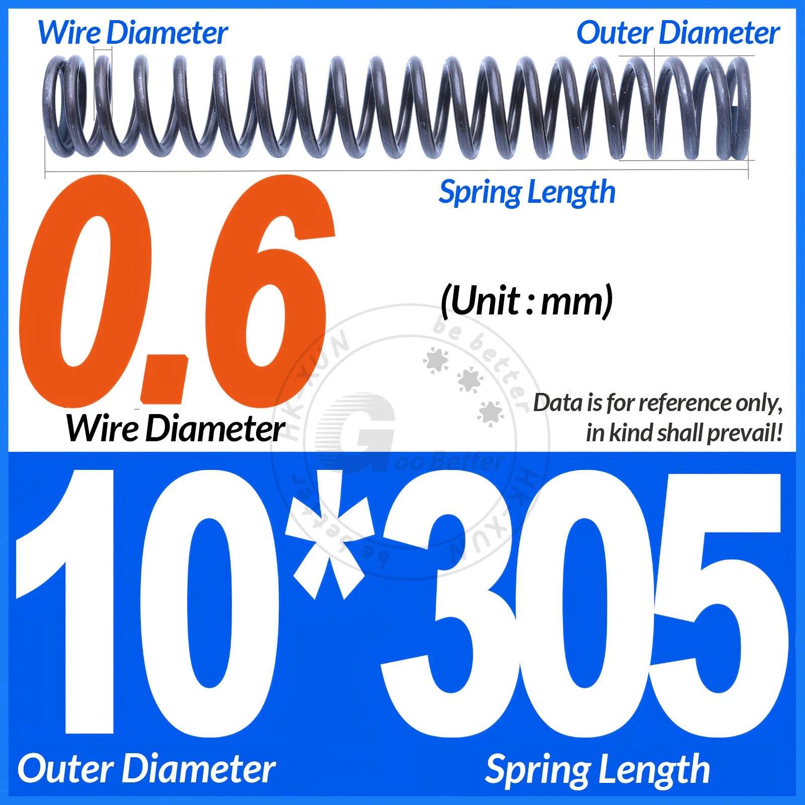 Length 305mm Compression Spring Pressure Springs OD 3-60mm Wire Dia 0.3mm-6.0mm