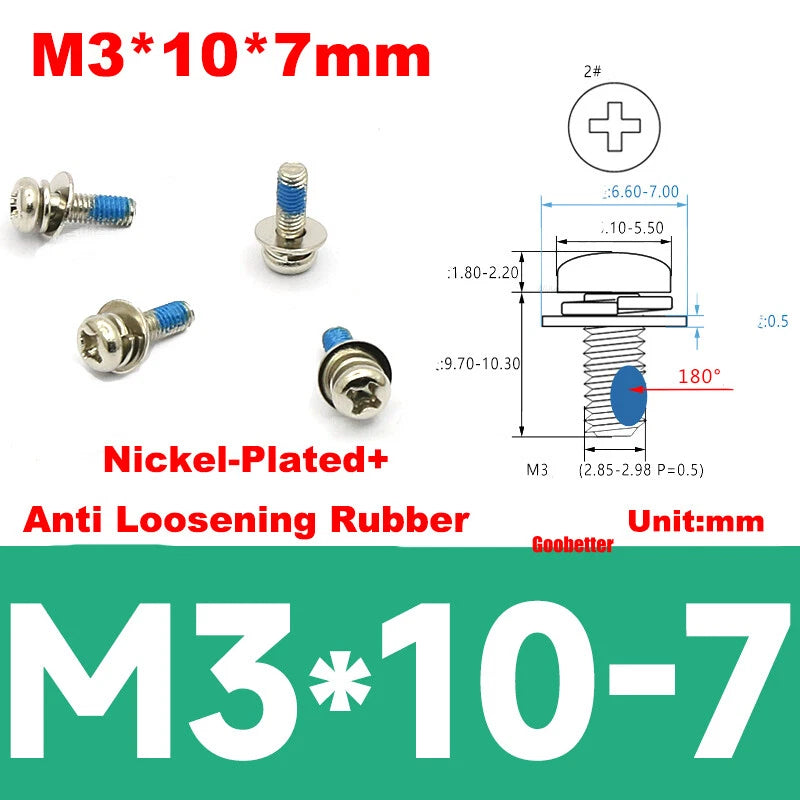 M2 M2.6 M3 M4 Phillips Pan Head Machine Screws with Washer Set – Carbon Steel, Multiple Finishes