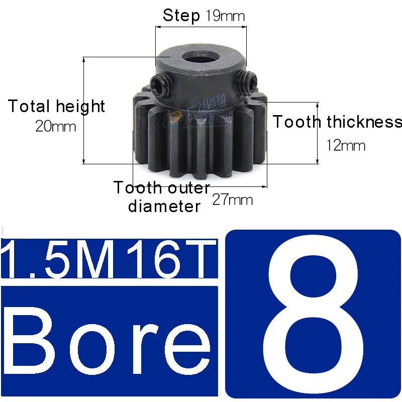 1.5Mod 45# Steel Spur Gears 10-150T Pinion Gear With Step Motor Gear Bore 5-25mm