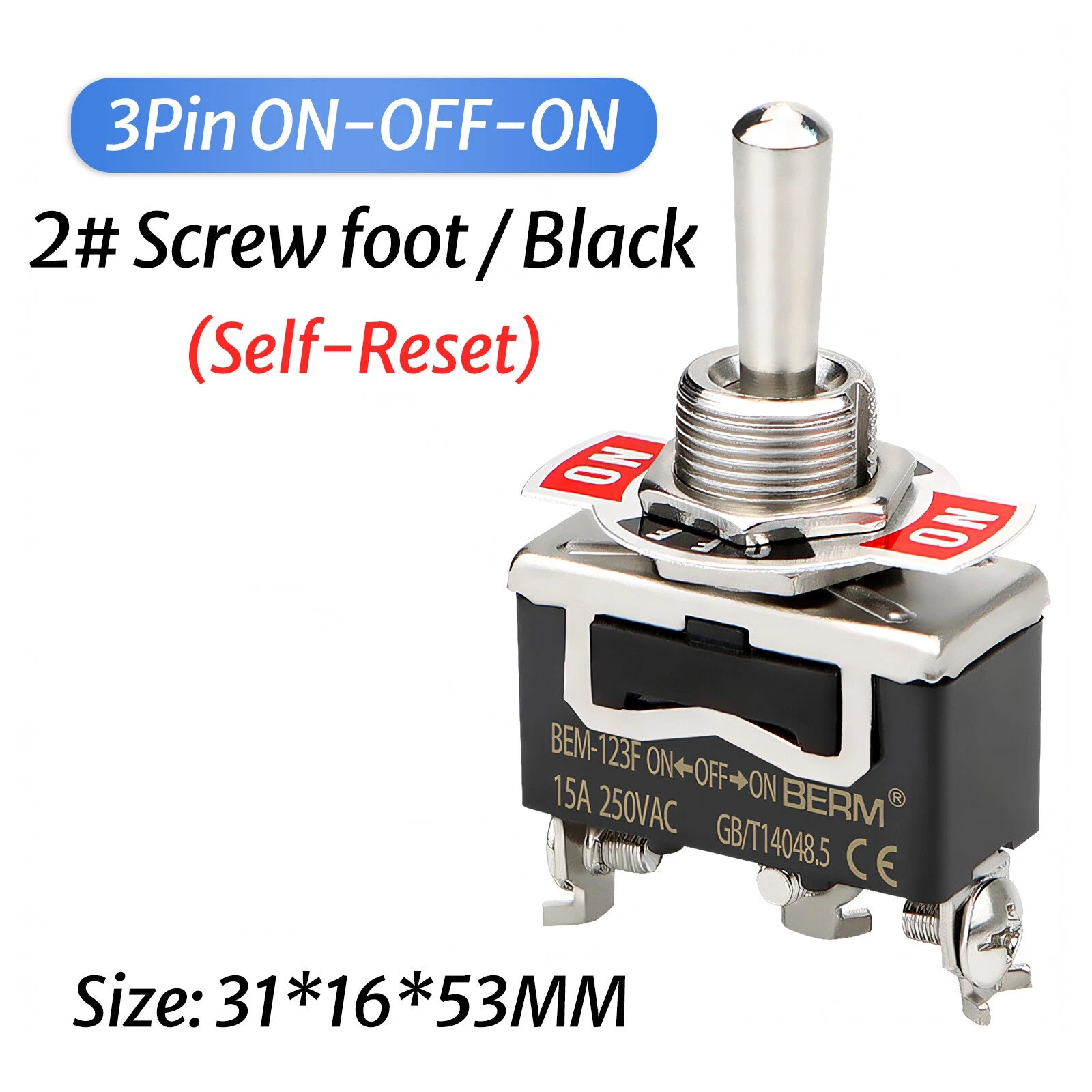 Waterproof Heavy Duty Toggle Switch ON-OFF / ON-OFF-ON | 2–6 Pin | 15A 250V