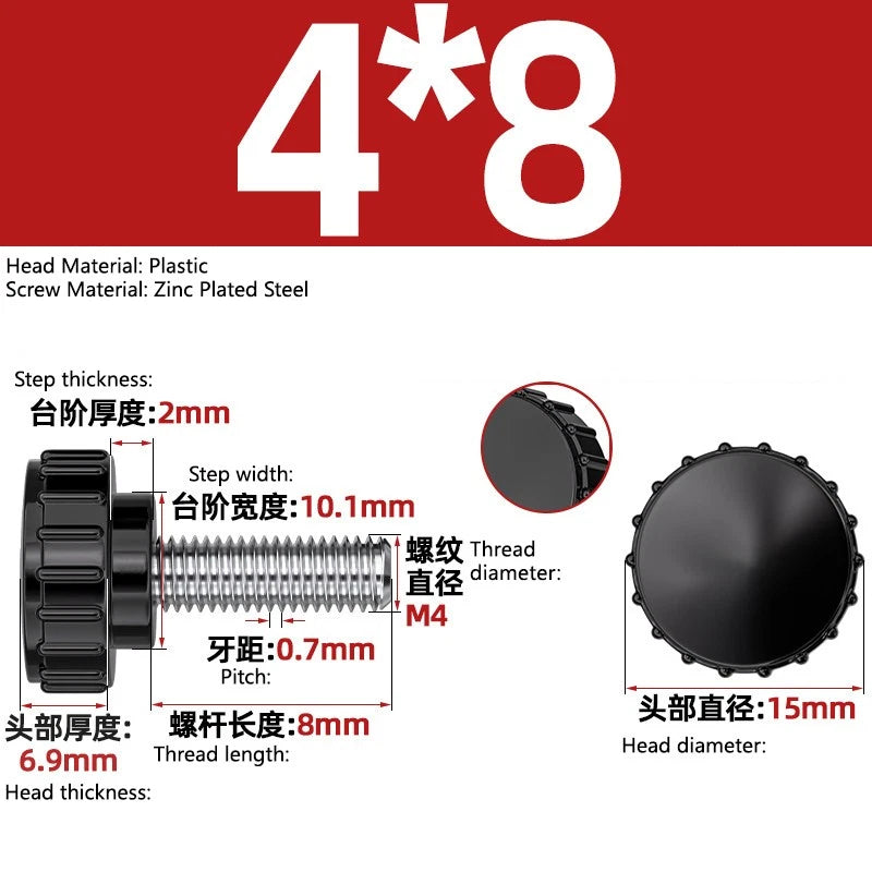 M3-M8 A2/304 Stainless Steel Plastic Knob Thumb Screws Hand Twist DIY Machinery