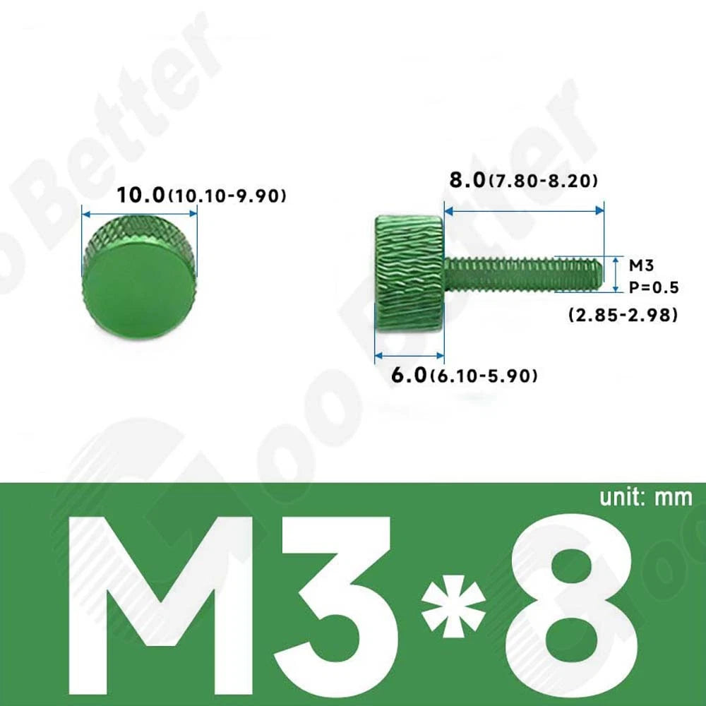 M3 M4 Knurled Thumb Screws – Aluminum Alloy Flat Head Hand Knob Bolts