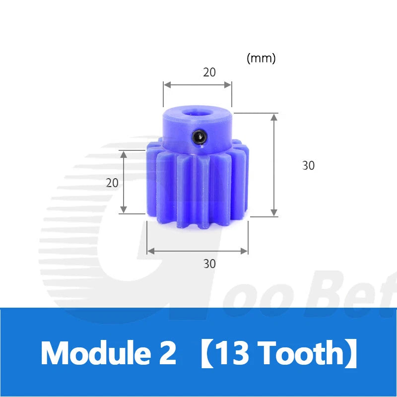 Nylon Mod 2 Spur Gear 12-30 Tooth with Step Pinion Motor Gear Bore 8mm-25mm Blue
