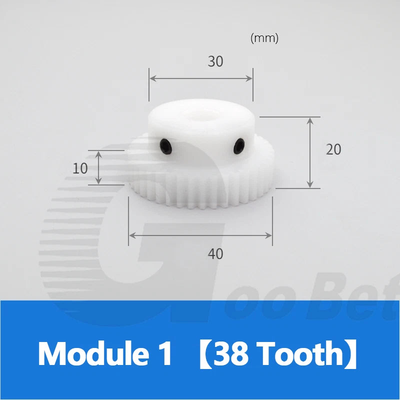 Module 1 Spur Gear POM Plastic 15-40 Tooth with Hub Bore 4-16mm Precision White