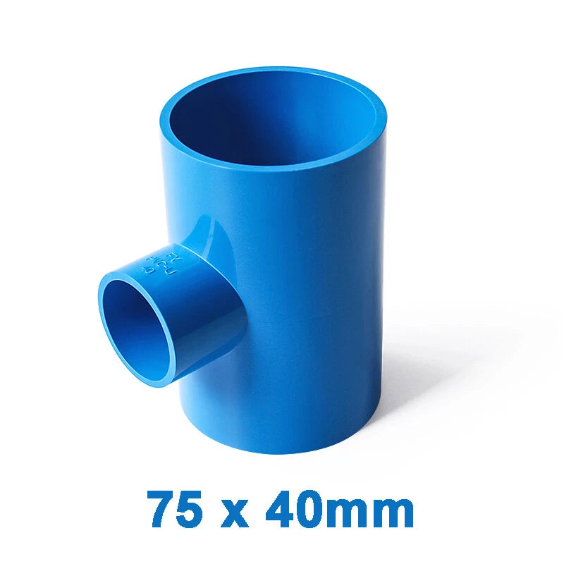PVC Reducing Tee Pipe & Fittings Solvent Weld Pressure Adapter Connector Blue