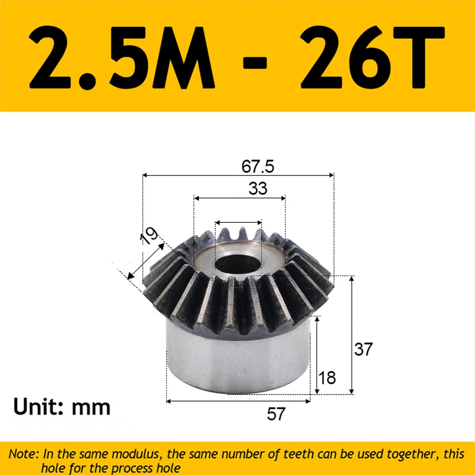 2.5 Module Steel Umbrella Tooth Bevel Gear Helical Motor Gear 15-30 Tooth