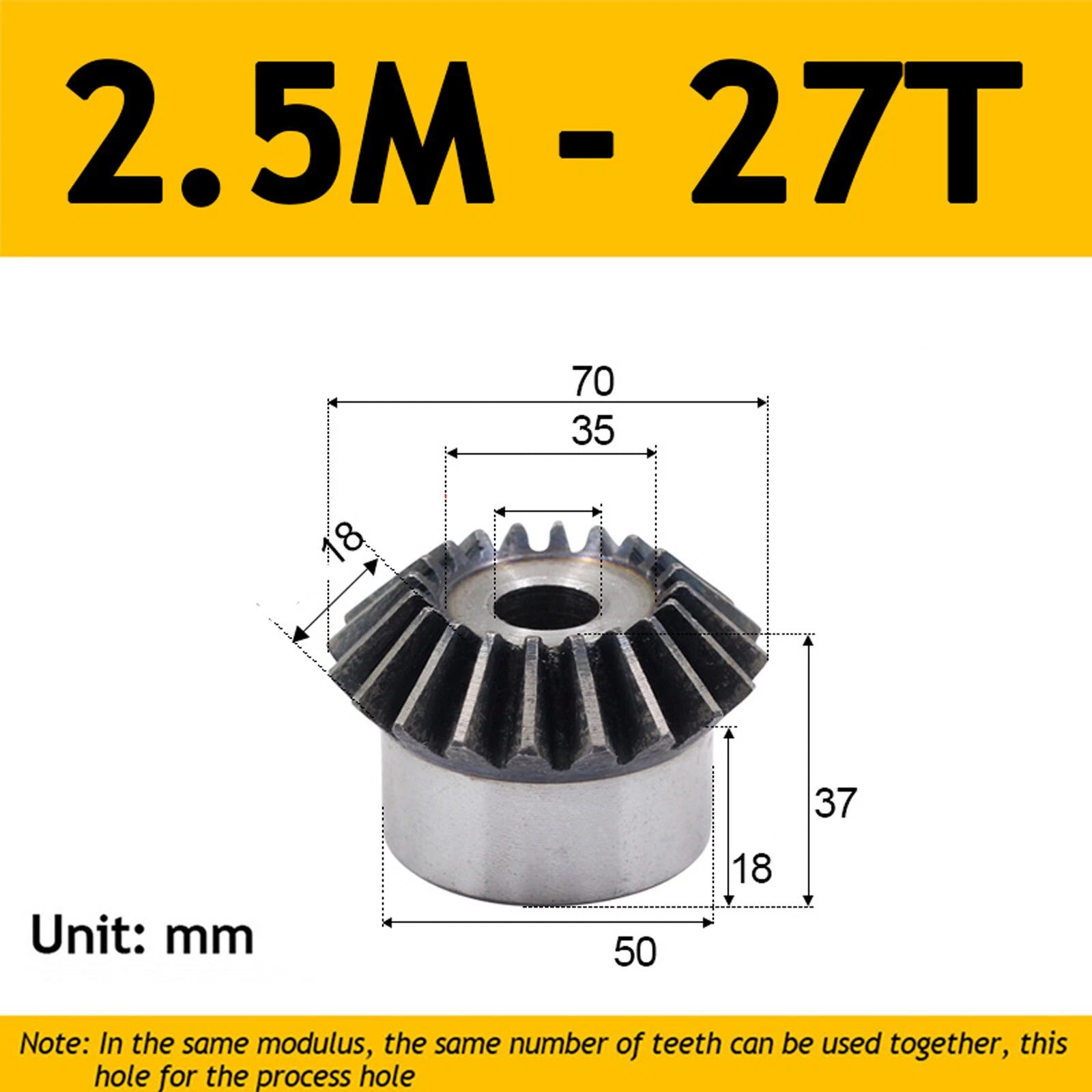 2.5 Module Steel Umbrella Tooth Bevel Gear Helical Motor Gear 15-30 Tooth