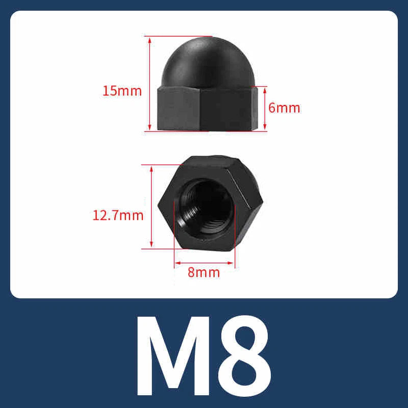 Nylon Plastic Screw Caps-Hex Nut Cover Protective Cap Set for Bolts Black/White