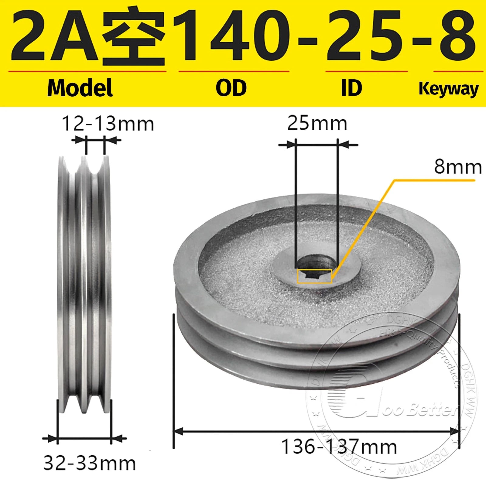 V-Belt Pulley Motor Pulleys Hollow 6-8mm Discs Dia Ø120-250mm For 2A Type Belts